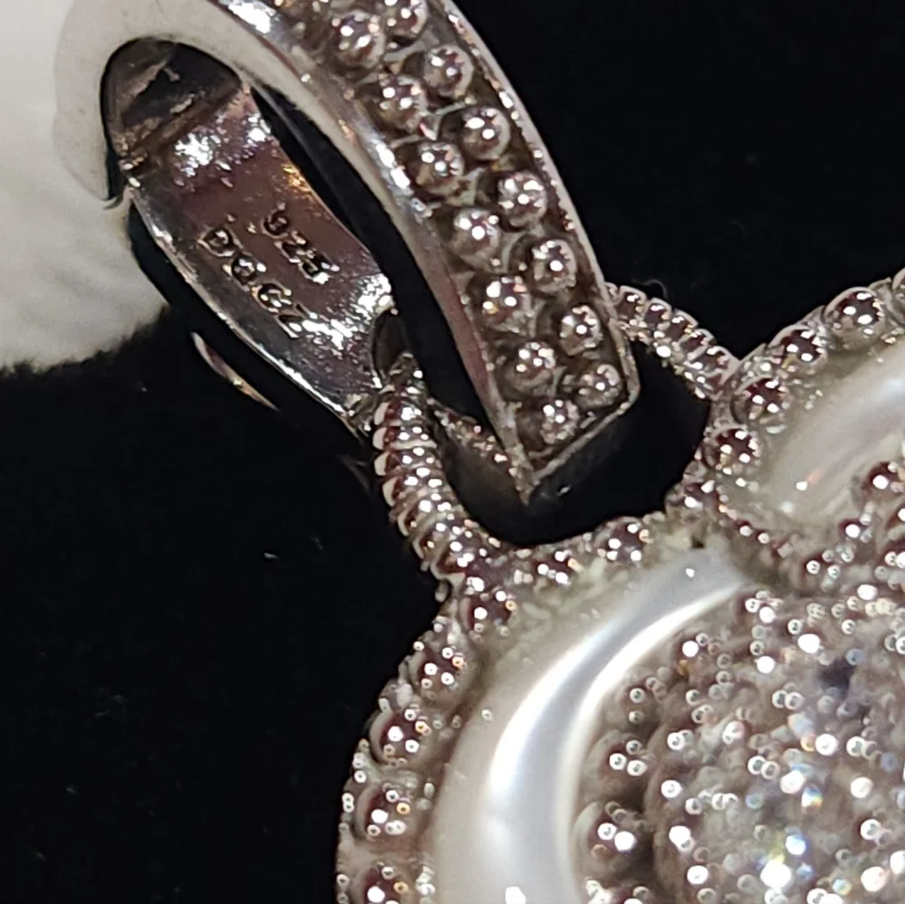 Judith Ripka Mother of Pearl & CZ Sterling Silver Pendant/Enhancer - Picture 8 of 10